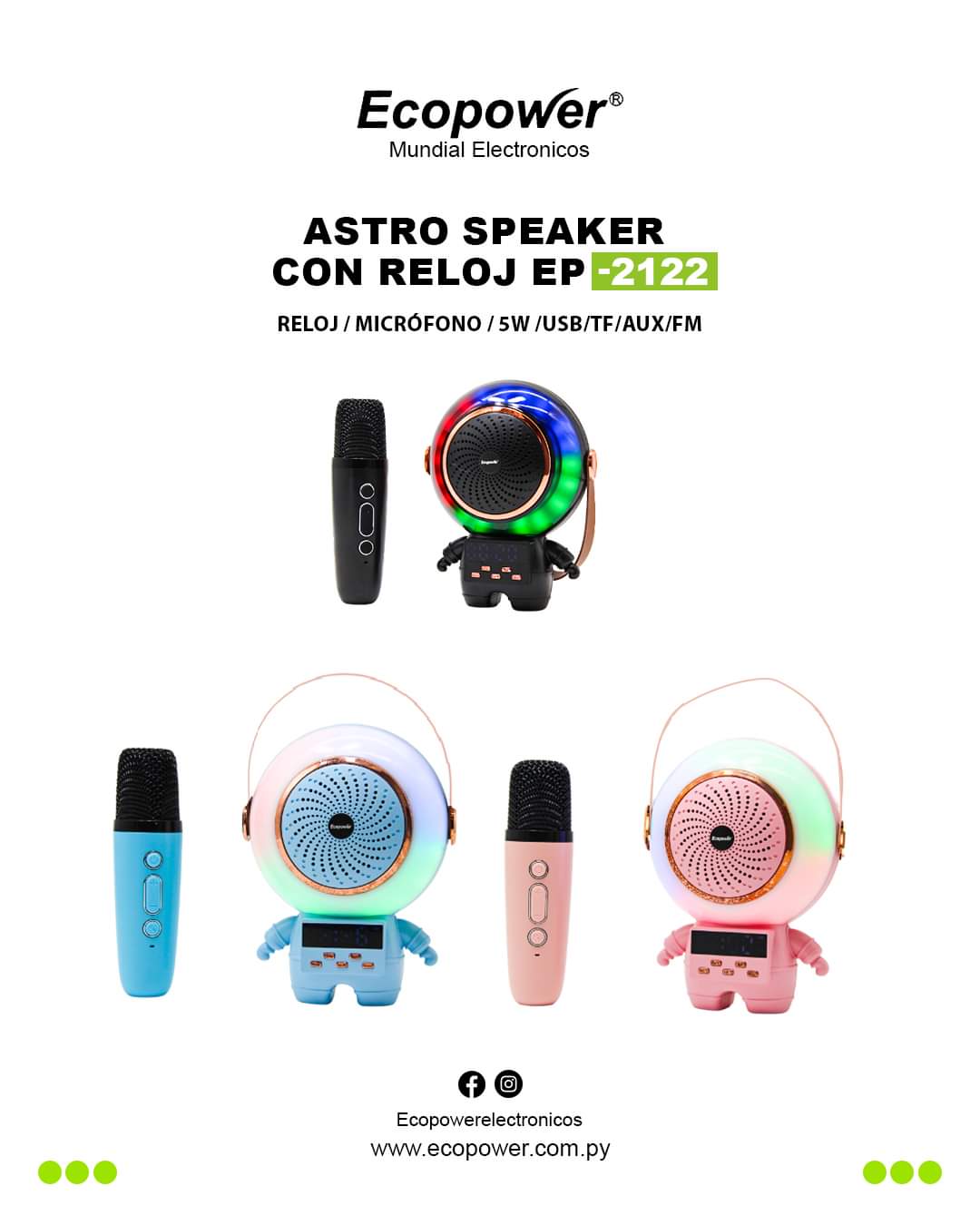 Astro speaker con micrófono! Ecopower- Model:EP-2122